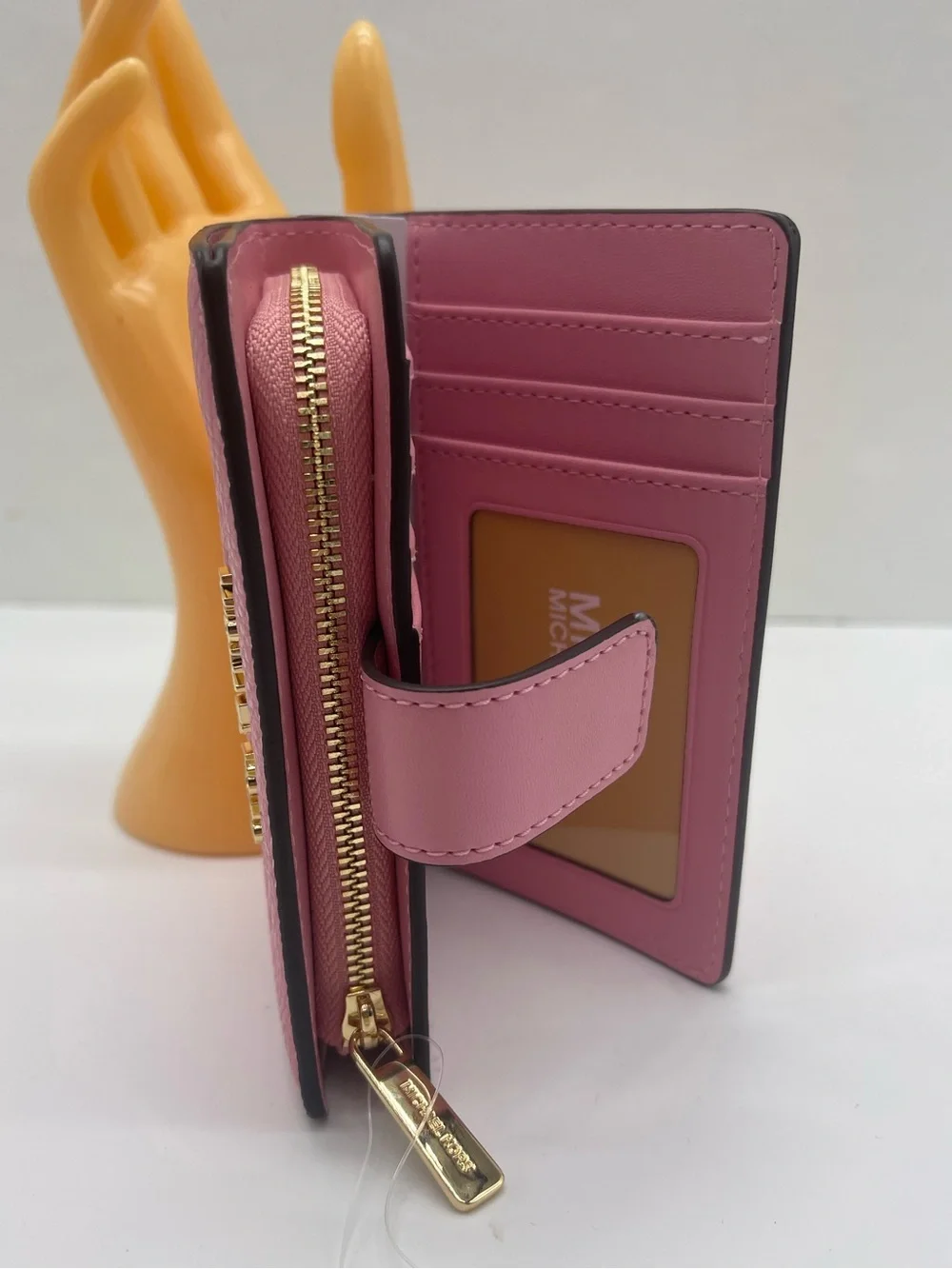 MICHAEL KORS Jet Set Travel Medium MK Logo Debossed Bifold Wallet Carnation  NWT